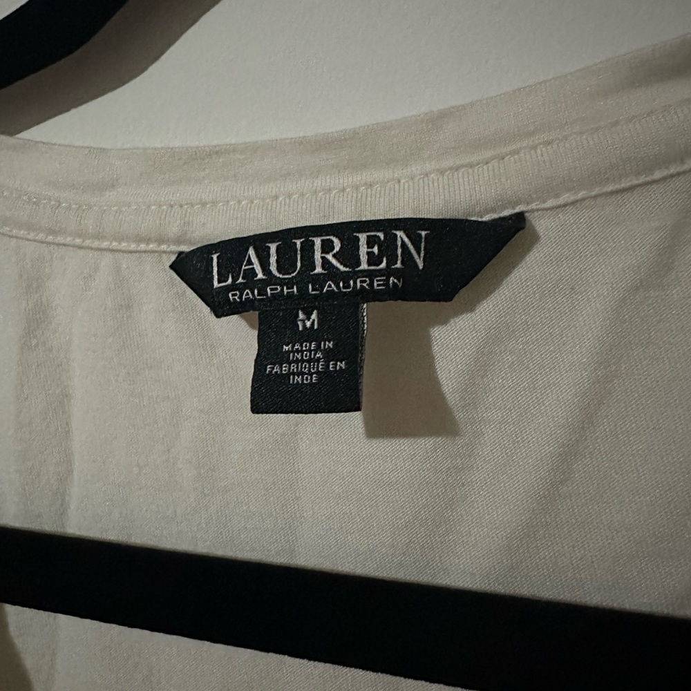 Women’s Lauren Ralph Lauren Cream Long Sleeve Blouse  with Sequin Neckline